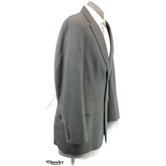 Haggar Black Label 2 Piece Suit Grey Glen Plaid 2 Btn 44L Pleated Fronts 35" W - Picture 4 of 10